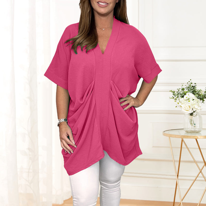 Women's V Neck Draped Top