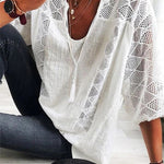 Women's Lace Plain Splice Top