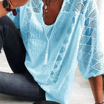 Women's Lace Plain Splice Top