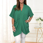 Women's V Neck Draped Top