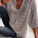 Women's Lace Plain Splice Top