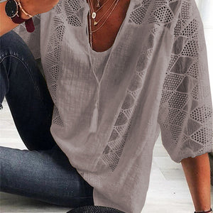 Women's Lace Plain Splice Top