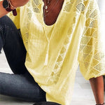 Women's Lace Plain Splice Top
