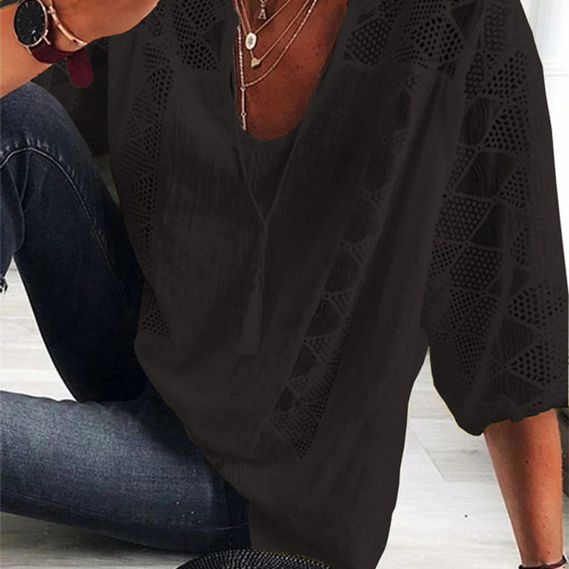 Women's Lace Plain Splice Top