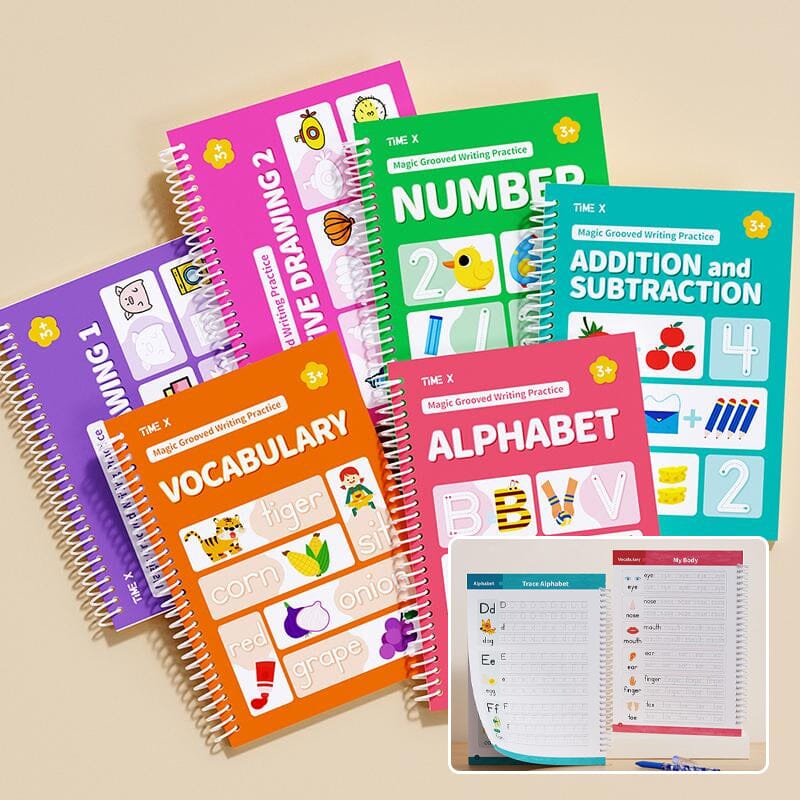 Reusable Grooved Workbooks for kids - 6 Books