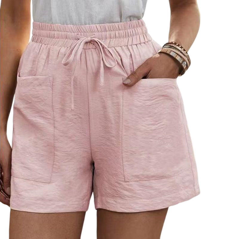 Solid Two Pockets Loose Casual Short Pants