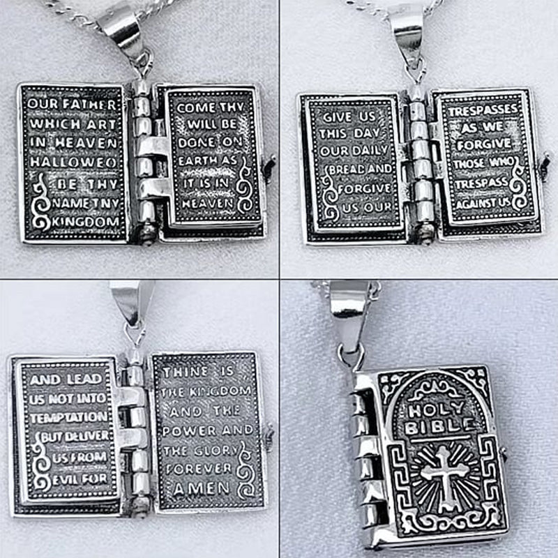 Sterling Silver Tiny Bible Necklace