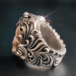 💀💀Vintage polish floral armor antler skull ring