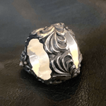 💀💀Vintage polish floral armor antler skull ring