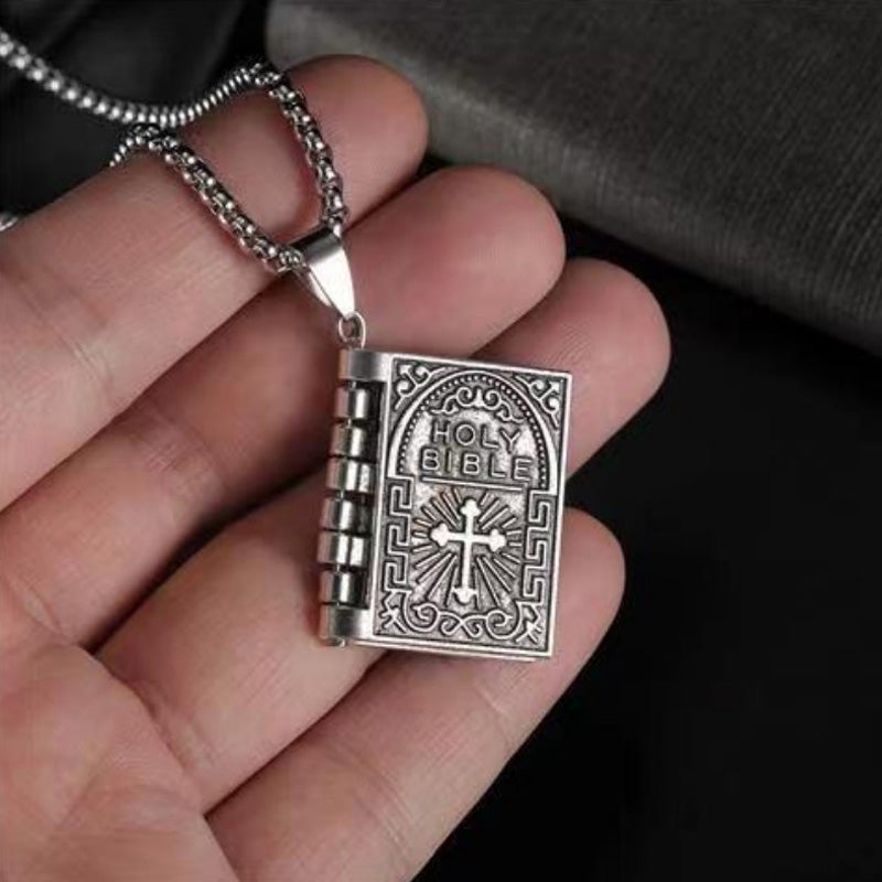 Sterling Silver Tiny Bible Necklace