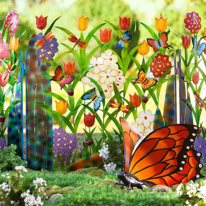 🌈Colorful Metal Butterfly and Flower Garden Screen