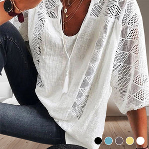 Women's Lace Plain Splice Top