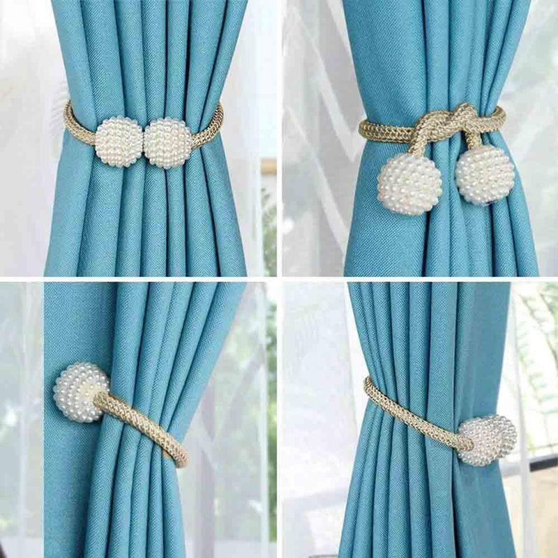 Hirundo Pearl Curtain Tiebacks with Strong Magnetic Clips, 2 pcs
