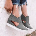Women's Cut-Out Wedge Sneakers Back Zipper Shoes
