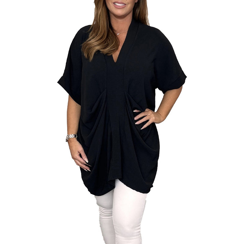 Women's V Neck Draped Top
