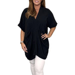Women's V Neck Draped Top