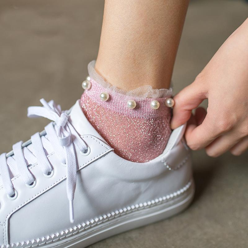 Harajuku Vintage Glitter Silver Women's socks