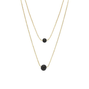 Lava Stone Pendant Essential Oil Diffuser Multilayer Necklace