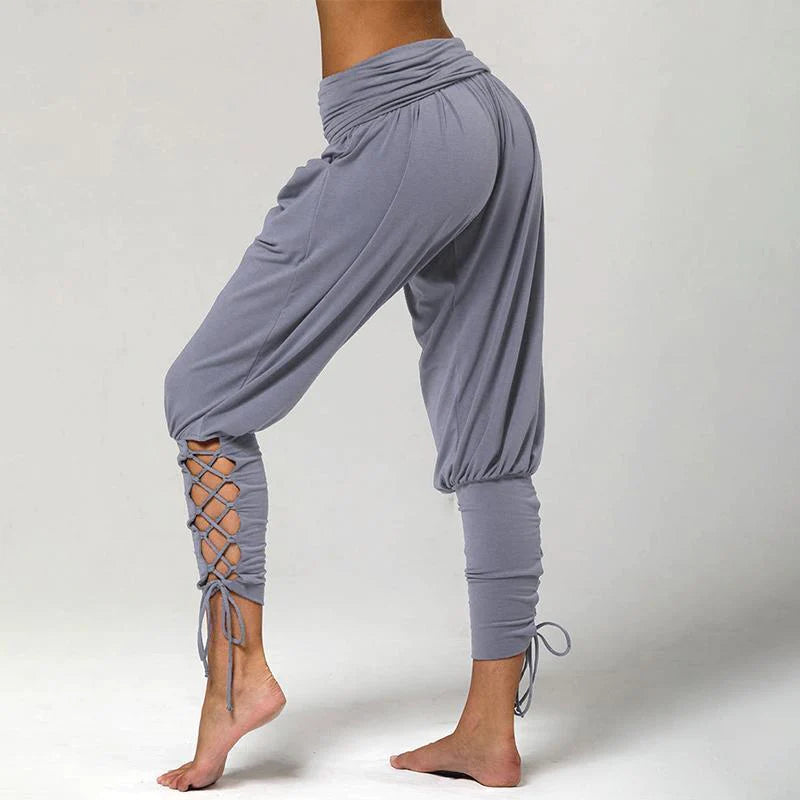 Lace-up Bandage Elastic Waist Jogger Pants Yoga Leggings