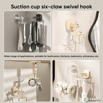 Suction Cup Six-Claw Swivel Hook