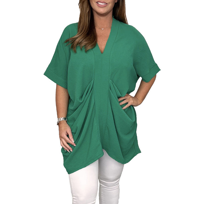 Women's V Neck Draped Top